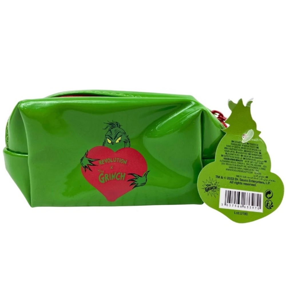 Grinch x Revolution Collaborative | Limited | Green Heart Cosmetic Pouch Red Zip - Picture 5 of 7